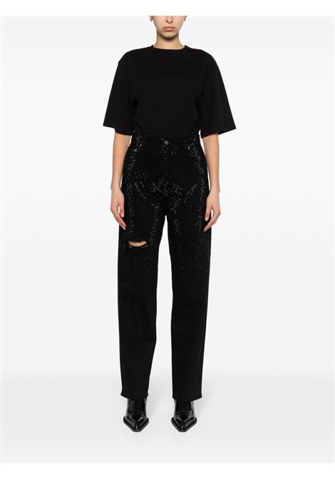 Black crystal-embellished tapered jeans - women GOLDEN GOOSE | GWP00844P00147590100